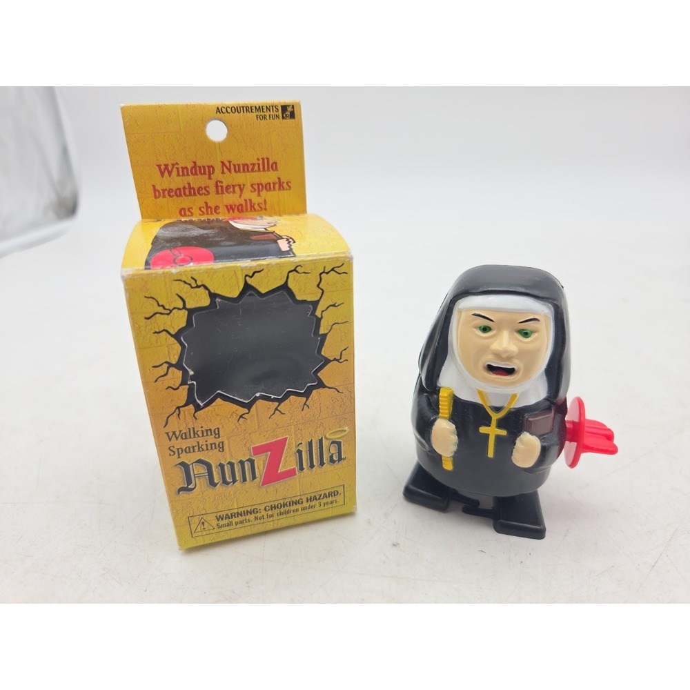 Vtg Nunzilla Wind Up Walking Toy Tested & Works - Walking & Sparking W/ Box